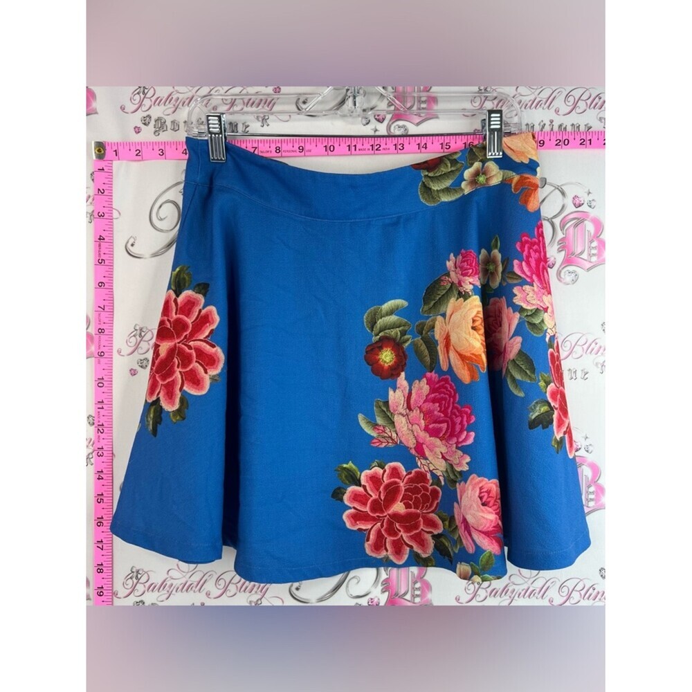 MINKPINK skirt flowers floral pink red green Royal Blue Floral Circle Skirt